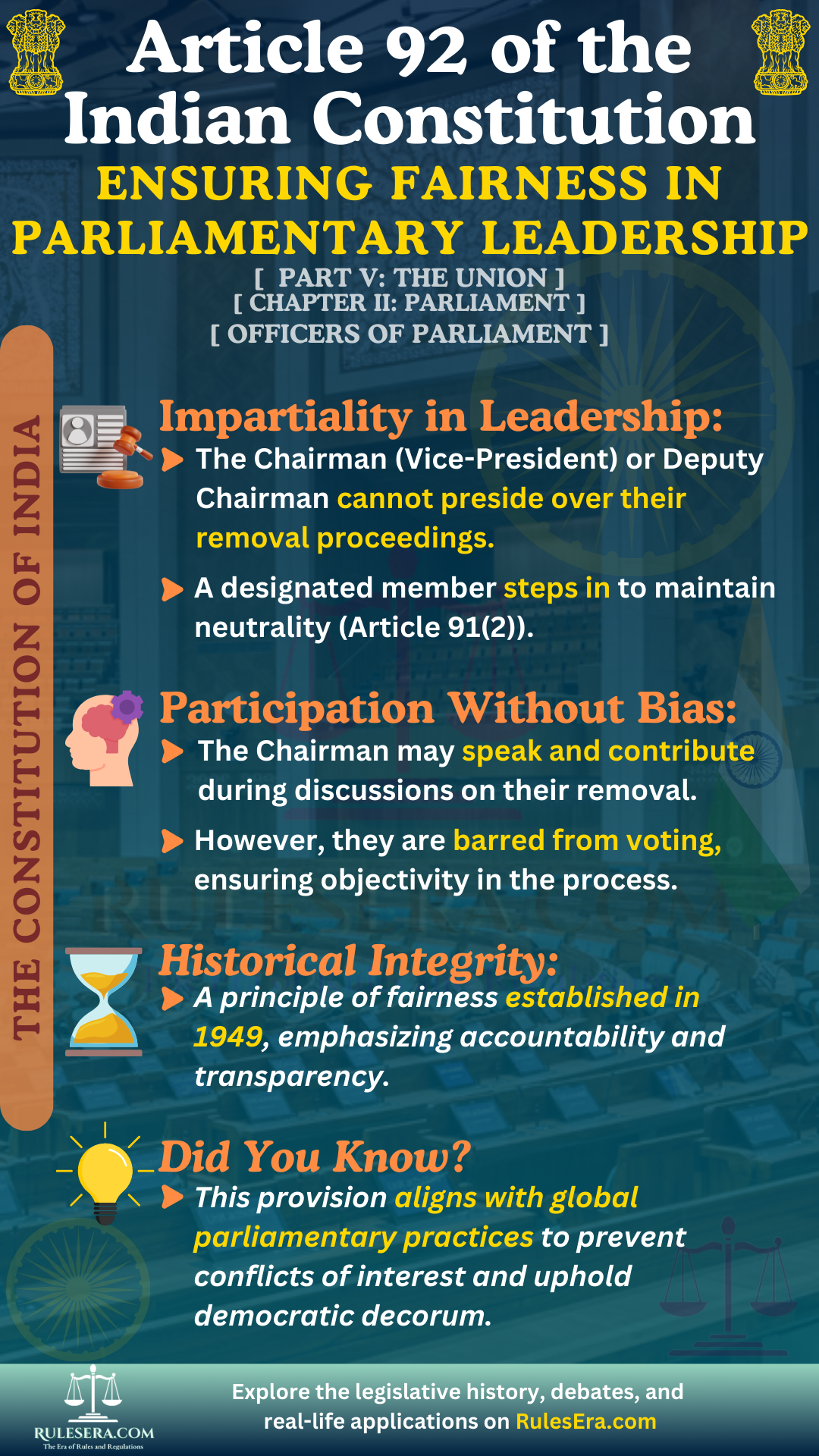 Overview of Article 92: Chairman or Deputy Chairman Not to Preside